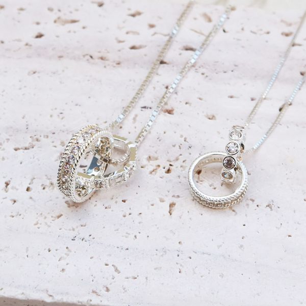 圖片 【純銀情侶對鍊】如此耀眼 | 鋯石對鍊 | 大員囡仔