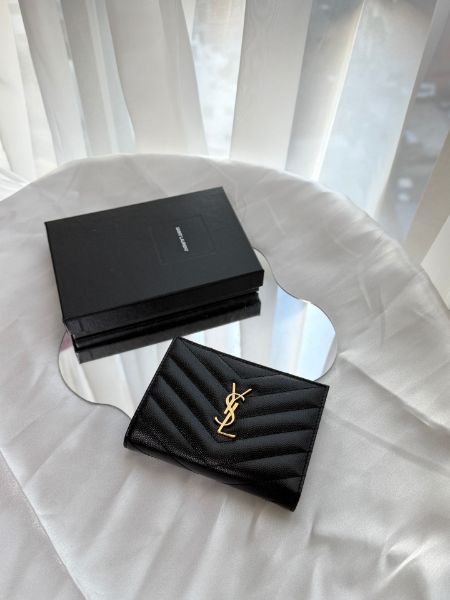 圖片 （現貨）YSL 兩折短夾 黑金