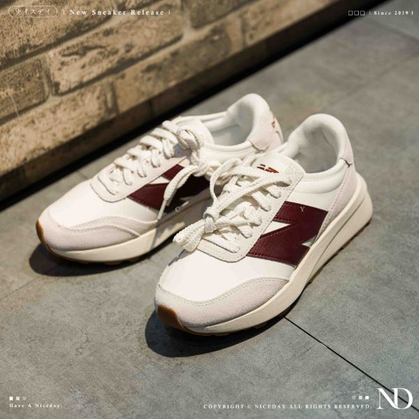 NICEDAY 現貨 New Balance 370 復古 白紅 米白 麂皮 厚底 舒適 增高 U370CB