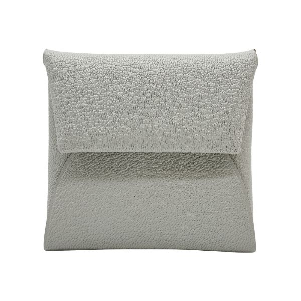 圖片 Hermes Bastia Chevre 山羊皮方型暗釦零錢包(珍珠灰)