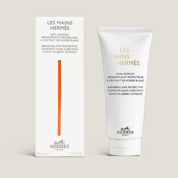 圖片 Hermès 愛馬仕彩妝 指彩護手系列 手部滋養霜/護手霜 100ml - 光采明亮木質玫瑰香/專櫃緞帶包裝