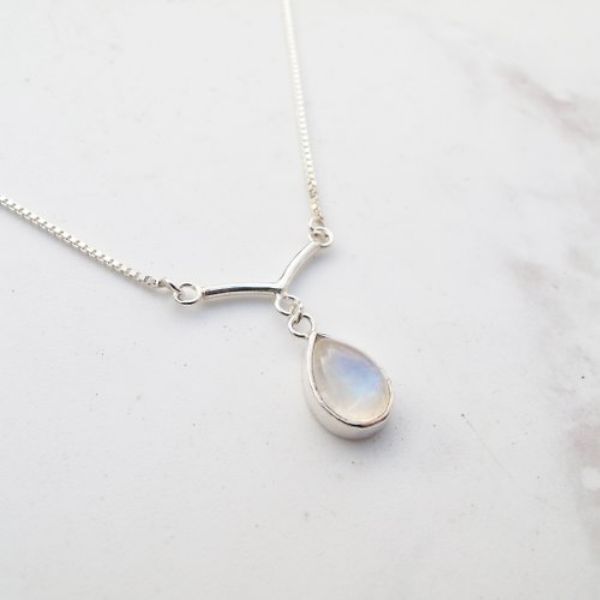圖片 【手工客製銀飾】月光石 | 手工純銀項鍊 氣質鎖骨鍊 | 大員囡仔