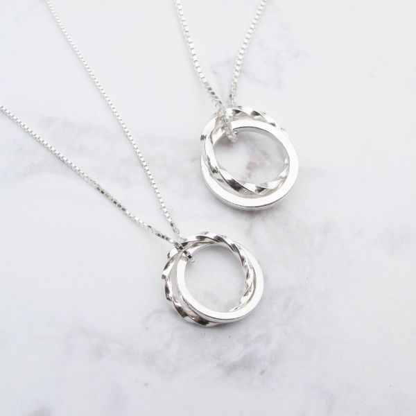 圖片 【手工客製銀飾】雙圈 | 手工純銀 情侶對鍊(一對) | 大員囡仔