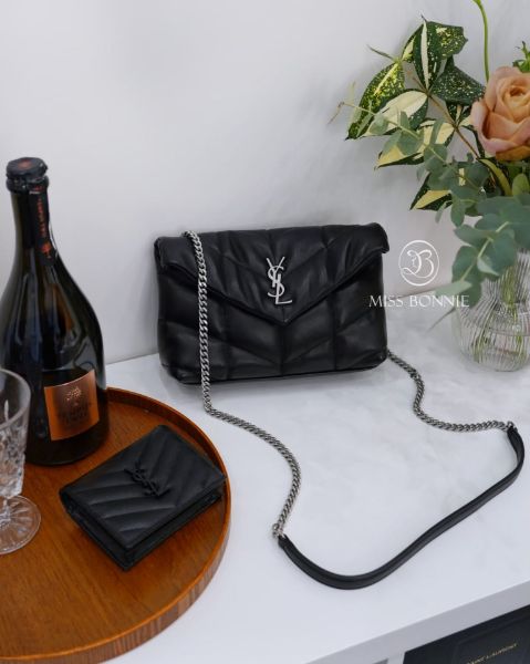 圖片 YSL PUFFER絎縫小羊皮TOY側背包-黑色銀釦(預購)