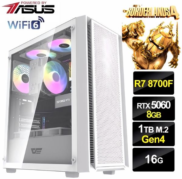 圖片 邊緣境地】全新 八核 R7 華碩 B850 WIFI 超頻雙扇 RTX5060 飇16G 電競 SSD 電腦 主機【天堂