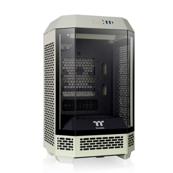圖片 曜越 The Tower 250 抹茶綠 顯卡長36/CPU高21/全景玻璃/八角柱造型/ITX