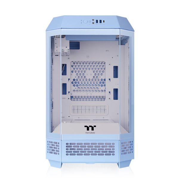 圖片 曜越 The Tower 250 繡球花藍 顯卡長36/CPU高21/全景玻璃/八角柱造型/ITX