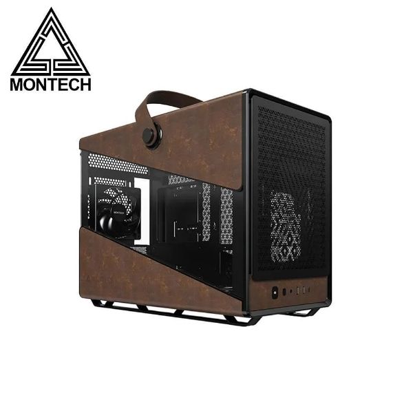 圖片 Montech Heritage PRO 黑 顯卡長40/CPU高17/玻璃側板/皮革裝飾+提帶/M-ATX