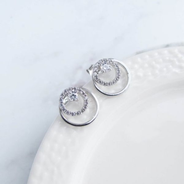 圖片 【美鑽銀飾】多變圓形 |鋯石組合式純銀耳環(三種戴法)| 大員囡仔