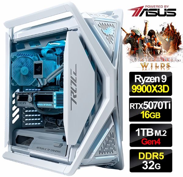 圖片 魔物獵人】全新 R9-9900X3D 水冷 華碩 STRIX X870 超頻3扇 RTX5070TI 飇32G 金牌 電競 主機