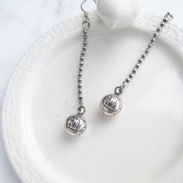 圖片 【手工客製銀飾】【好運(孕)椪餅系列】 | 好運純銀長耳環 | 大員囡仔