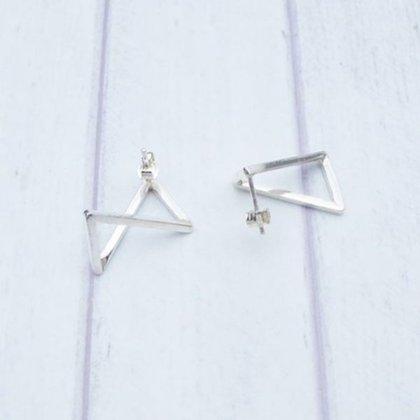 圖片 【手工客製銀飾】幾何立體 | 3D空間 手工純銀耳環 | 大員囡仔