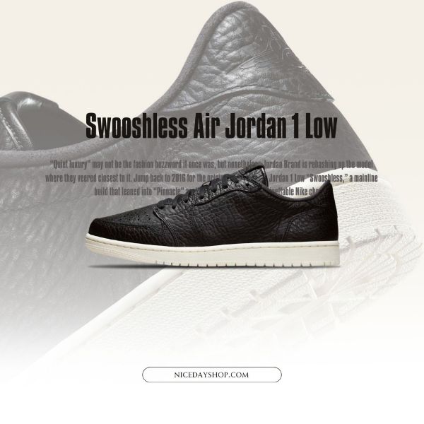 NICEDAY 現貨 Air Jordan 1 Swooshlost 沒有勾勾 無勾 荔枝皮 黑色 奶油底 復古 簡約 848775-005
