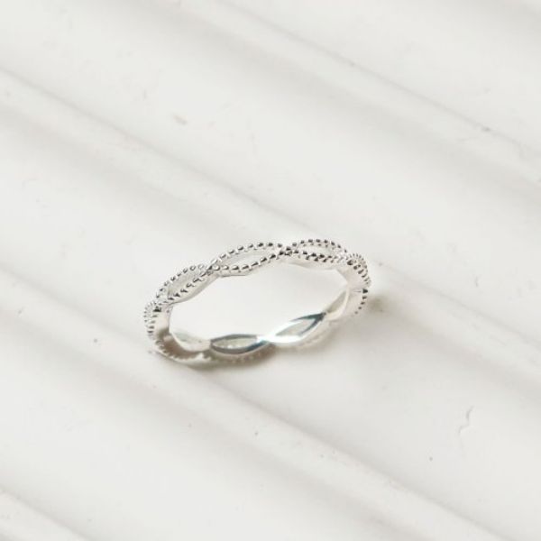 圖片 【純銀戒指】麻花珠橢圓 925純銀女戒 尾戒 | 大員囡仔