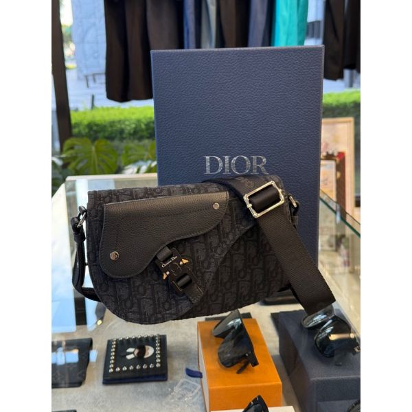圖片 Dior Saddle 郵差包 經典新款 黑色老花設計 馬鞍包 側背包
