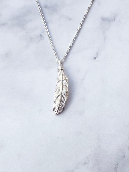 圖片 【純銀情侶對鍊】羽戀 | 復古×羽毛×鋯石女款項鍊 | 大員囡仔