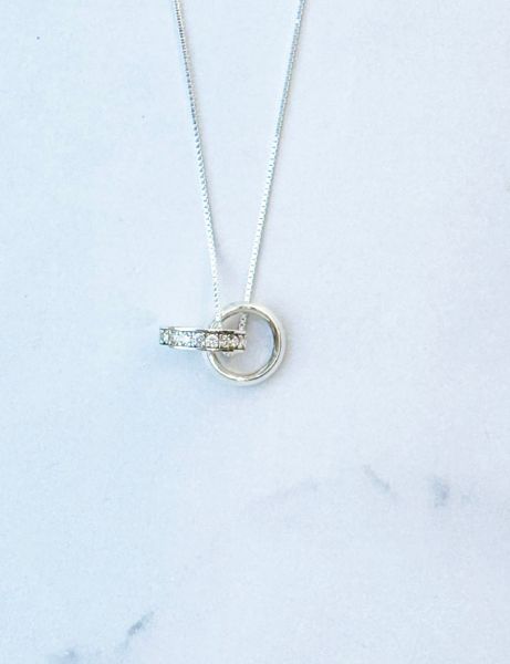 圖片 【純銀情侶對鍊】我心與妳 | 環環相扣×鋯石女款項鍊 | 大員囡仔