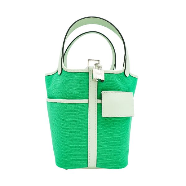 圖片 Hermes Picotin 18 帆布牛皮銀釦手提包(漫畫綠/氣泡綠)