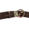 圖片 Gucci  GG Supreme 銀雙G logo皮帶/腰帶(703147-咖/烏木)