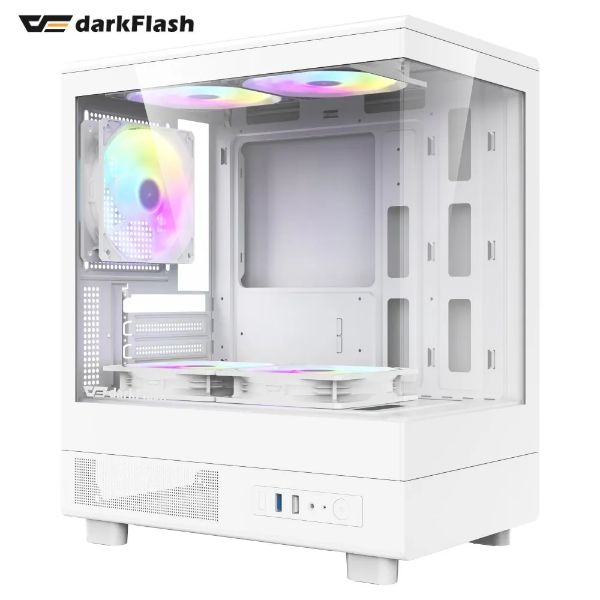 圖片 darkFlash MOTI mini 白 顯卡長32.2/CPU高18/定光RGB扇*5/全景玻璃透側/M-ATX