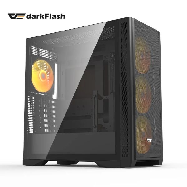 圖片 darkFlash DF4100 黑 顯卡長43.5/CPU高18.5/玻璃透側/14cm風扇*4/支援背插/E-ATX