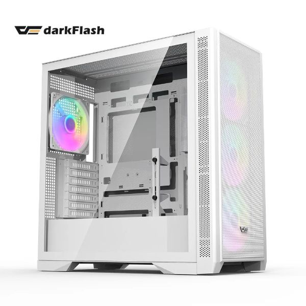 圖片 darkFlash DF4100 白 顯卡長43.5/CPU高18.5/玻璃透側/14cm風扇*4/支援背插/E-ATX