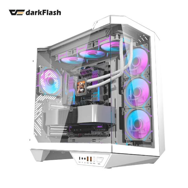 圖片 darkFlash DY470 白 顯卡長41/CPU高17.5/分艙設計/全景玻璃/支援背插(限ATX)