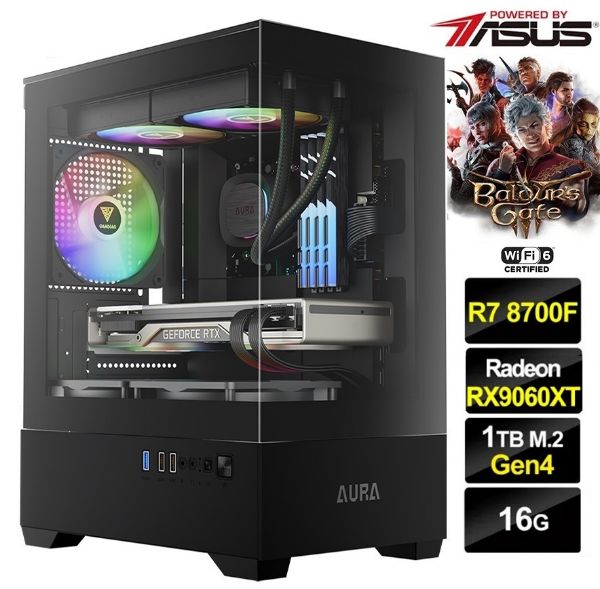 圖片 柏德之門】八核 R7 華碩 B850 WIFI 6 雙風扇 RX9060XT 飇16G 電競 1T 電腦 主機
