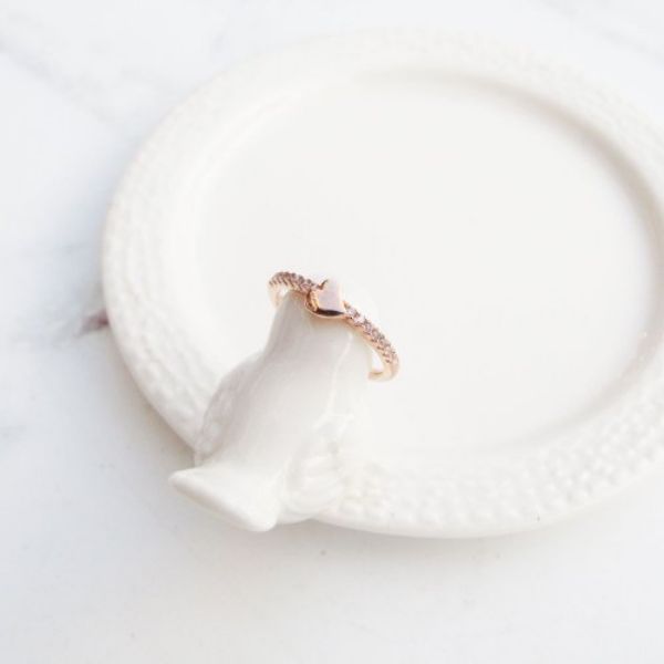 圖片 【美鑽銀飾】閃亮愛心 |玫瑰金鋯石 925純銀戒指 尾戒| 大員囡仔