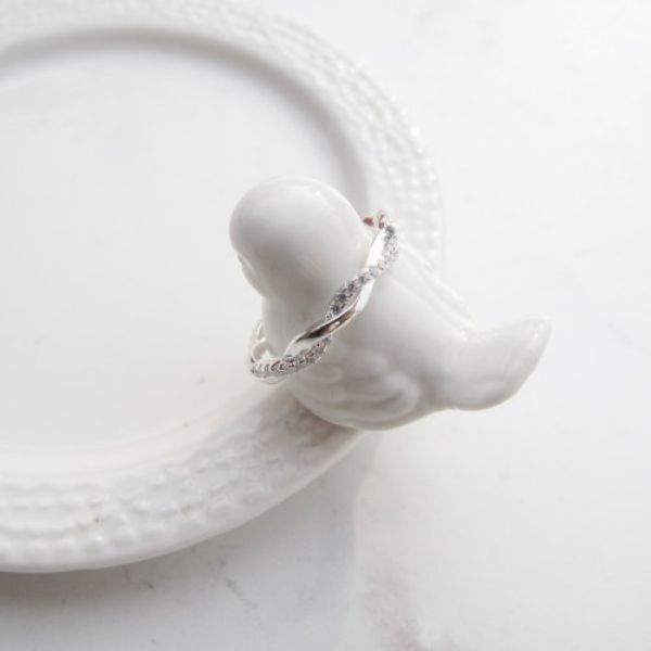 圖片 【美鑽銀飾】華麗交錯 | 鋯石 925純銀麻花戒指 尾戒 | 大員囡仔