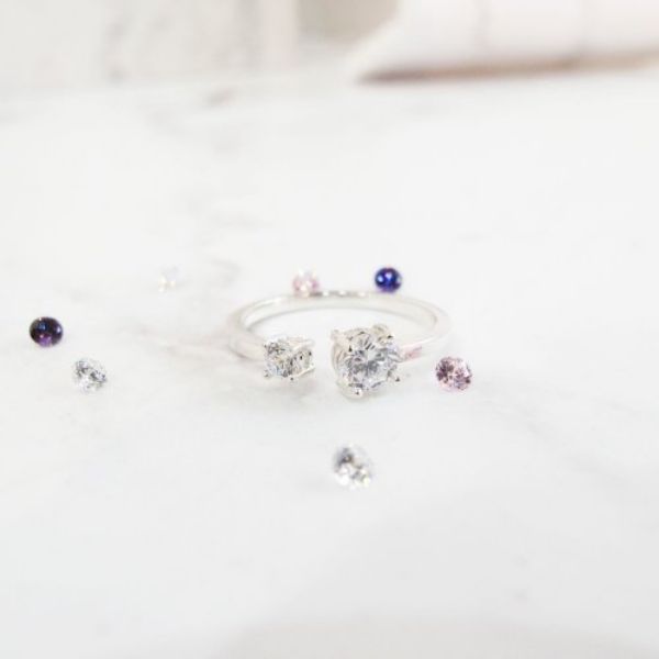 圖片 【手工客製銀飾】雙子星 |雙鑽活口 手工鋯石純銀戒指| 大員囡仔