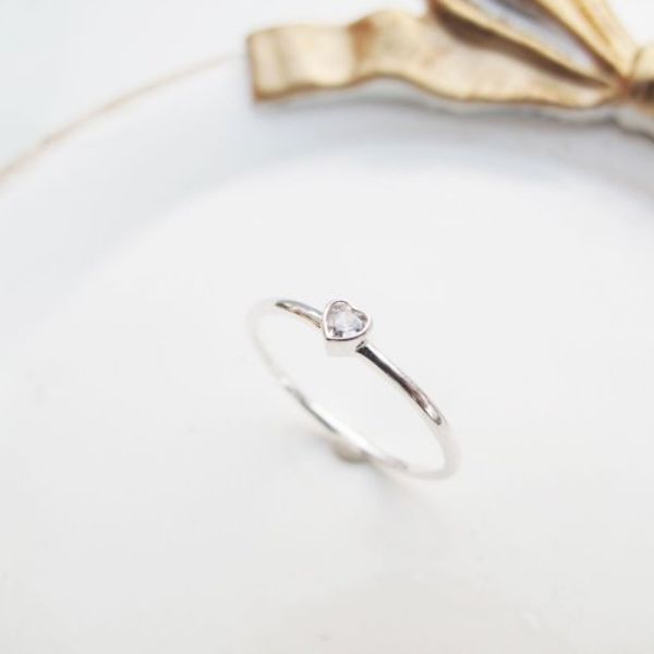 圖片 【美鑽銀飾】小愛心 | 鋯石 極細925純銀戒指 尾戒 | 大員囡仔