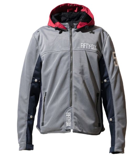 圖片 56DESIGN COLOR HOODIE MESH JACKET 紅灰 艷色網眼透氣外套 防摔衣