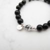 圖片 【客製水晶手串】守護 |黑曜石×黑髮晶 銀牌男款手鍊| 大員囡仔
