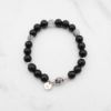 圖片 【客製水晶手串】守護 |黑曜石×黑髮晶 銀牌男款手鍊| 大員囡仔