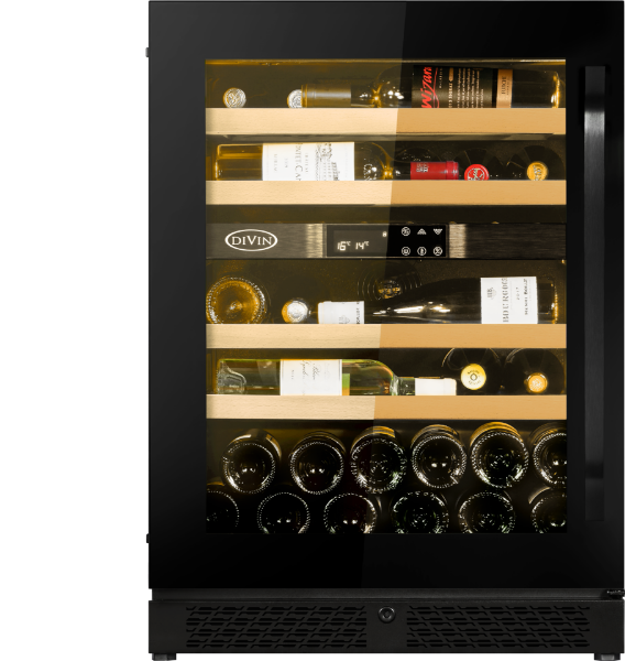 圖片 DIVIN小型曜黑無邊框玻璃門雙溫葡萄酒櫃DV-617DK