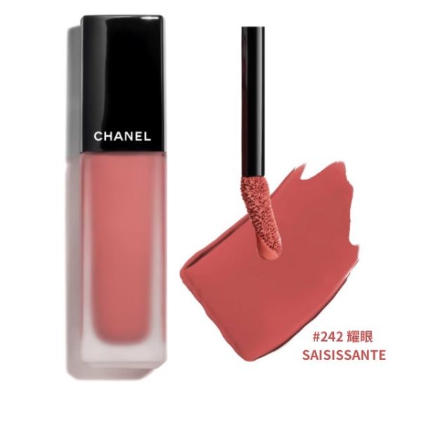 圖片 CHANEL 香奈兒彩妝 超炫耀柔霧唇露 6ml #242 耀眼 SAISISSANTE - 木玫瑰/2025夏季限量彩妝