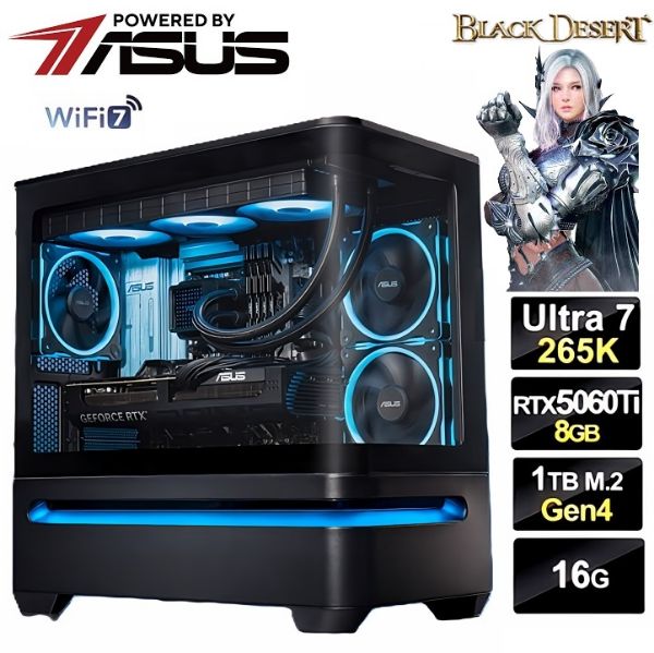圖片 黑色沙漠】20核 U7 水冷 華碩 WIFI 7 超頻雙風扇 RTX5060TI 飇16G 電競 電腦 主機【荒野