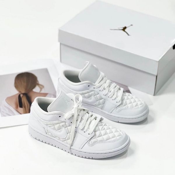 圖片 𝐌𝐫.𝐏𝐚𝐧𝐠𝐤𝐚©現貨🤍Nike Air Jordan 1 Low Quilted 菱格紋 小香奈兒 低筒 白鞋