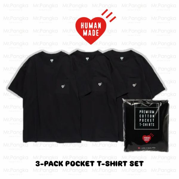 圖片 𝐌𝐫.𝐏𝐚𝐧𝐠𝐤𝐚©現貨❤️HUMAN MADE 3-PACK POCKET T-SHIRT SET 口袋短Tee 素T組合包