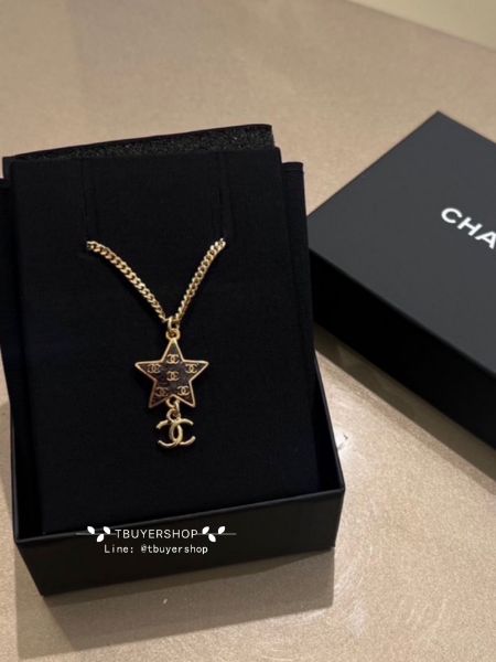 圖片 Chanel 黑金 炫彩星星 雙c項鍊