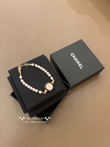 圖片 Chanel 黑白 琺瑯鈕扣 珍珠手鍊 可跟耳釘、項鍊、打配整套好好看