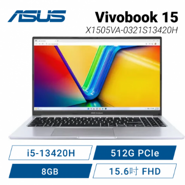 圖片 ASUS Vivobook 15 OLED X1505VA-0321S13420H 酷玩銀 華碩13代OLED輕薄高效戰鬥筆電/i5-13420H/8GB/512G PCIe/15.6吋 FHD OLED/W11🎈送保護套/滑鼠墊/鍵盤膜🎈