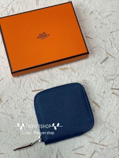 圖片  Hermes silkin 絲巾內裏 零錢包 eps 深藍