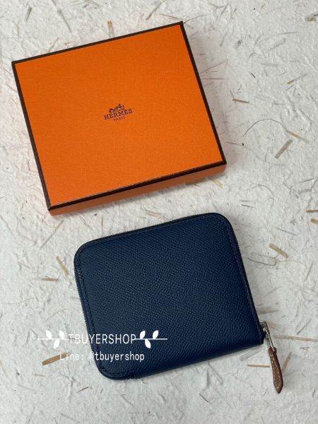 圖片 Hermes Silk in 絲巾 拉鍊錢包  普魯士藍 eps皮 叢林愛心內裏