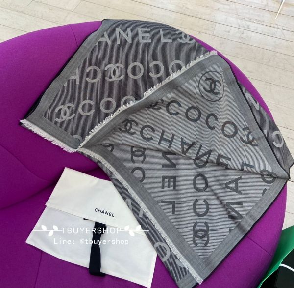 圖片 Chanel 25p 灰色logo字母雙面圍巾 披肩