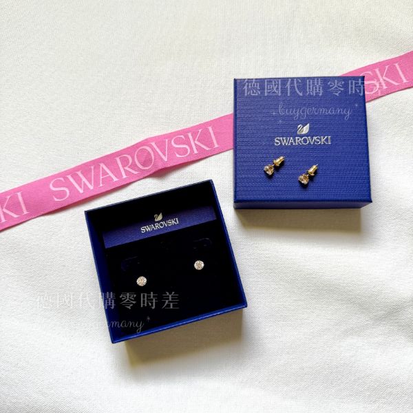 圖片 💫 日光簡鑽｜Swarovski 經典白鑽鍍金耳釘 📦在台現貨