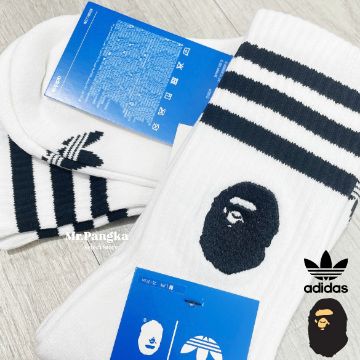 圖片 𝐌𝐫.𝐏𝐚𝐧𝐠𝐤𝐚©現貨🖤BAPE® x ADIDAS SOCKS 襪子 長襪 聯名 限量 猿人頭