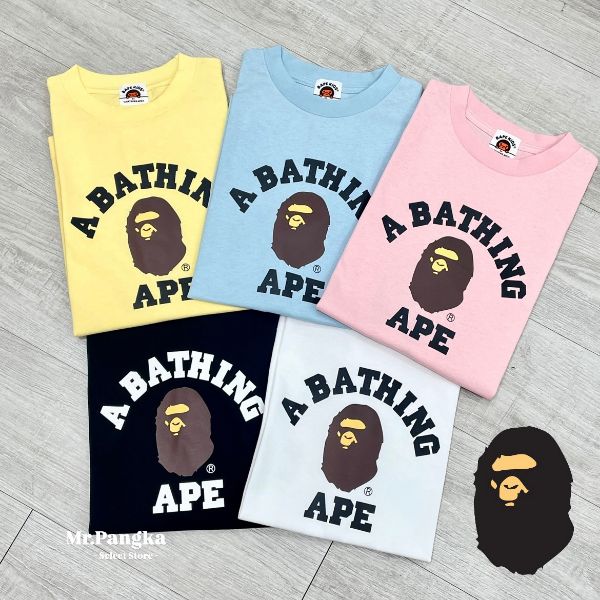 圖片 𝐌𝐫.𝐏𝐚𝐧𝐠𝐤𝐚©現貨❤️BAPE COLLEGE TEE 猿人頭 短T 短袖 大童款 大童裝 上衣