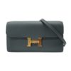 圖片 Hermes Constance To Go 牛皮長夾/斜背金釦兩用包(霧霾灰藍)